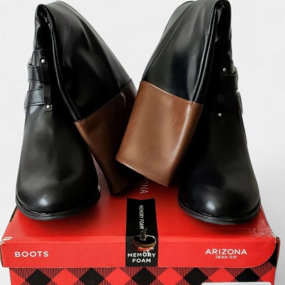 Arizona Riding Boots Brown Black Faux Leather Tall Memory Foam Lined Women's 7.5 - Picture 3 of 11